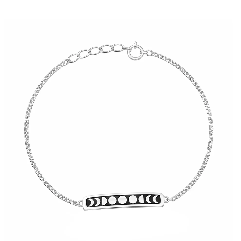 Sterling Silver Rhodium Plated Moon Phases Bracelet