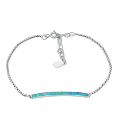 Sterling Silver Blue Lab Opal Bar Bracelet