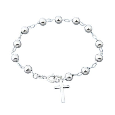 Sterling Silver 6mm Rosary Bracelet