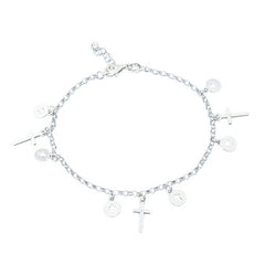Sterling Silver Crosses Rosary Bracelet