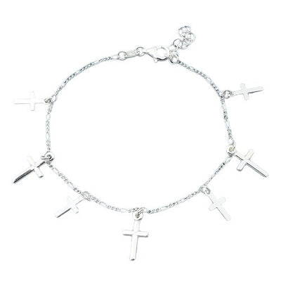 Sterling Silver Cross Rosary Bracelet