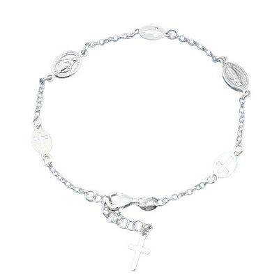 Sterling Silver Rosary  Bracelet, Length 7
