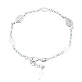 Sterling Silver Rosary  Bracelet, Length 7
