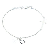 Sterling Silver Cross Heart Anchor Bracelet