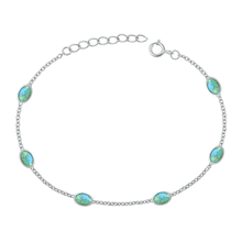 Load image into Gallery viewer, Sterling Silver Oxidized Ovals Genuine Turquoise Stone Bracelet