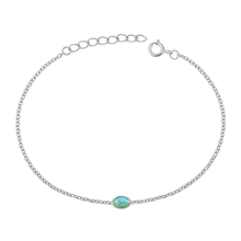 Load image into Gallery viewer, Sterling Silver Oxidized 4.1mm Oval Genuine Turquoise Stone Bracelet