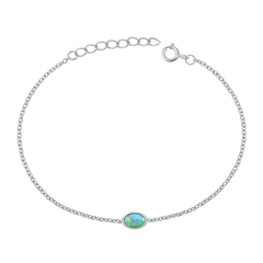 Sterling Silver Oxidized Oval Genuine Turquoise Stone Bracelet