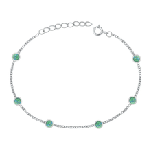 Load image into Gallery viewer, Sterling Silver Oxidized Round Genuine Turquoise Stone Bracelet