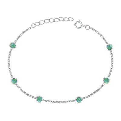 Sterling Silver Oxidized Round Genuine Turquoise Stone Bracelet