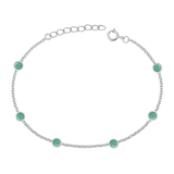 Sterling Silver Oxidized Round Genuine Turquoise Stone Bracelet
