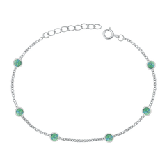 Sterling Silver Oxidized Round Genuine Turquoise Stone Bracelet