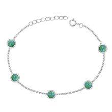 Load image into Gallery viewer, Sterling Silver Oxidized Rounds Genuine Turquoise Stone Bracelet