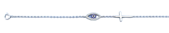Sterling Silver Rhodium Plated Clear CZ Evil Eye and Bracelet,Charm Height: 6.3mm,Length: 6.5 + 1 Inches