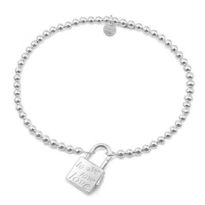Sterling Silver Polished Love Lock Bracelet
