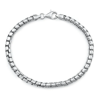Italian Sterling Silver Rhodium Plated 400 Round Box Bracelet