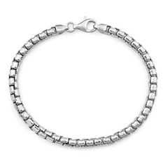 Italian Sterling Silver Rhodium Plated 400 Round Box Bracelet
