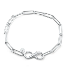 Load image into Gallery viewer, Sterling Silver Polished Infinity Paperclip Bracelet