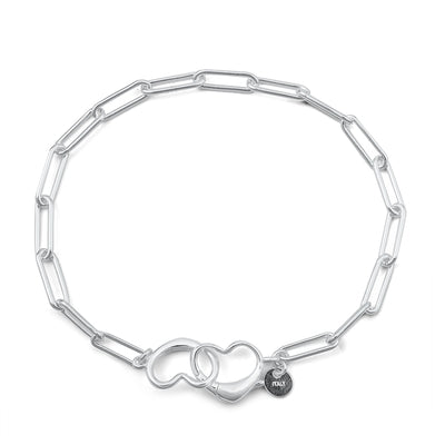 Sterling Silver Anti Tarnish 100 Heart Clasp Elongated Cable Link Bracelet