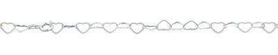 Sterling Silver Polished 6.2mm Hearts Bracelet