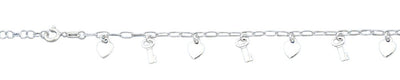 Sterling Silver Polished Heart And Key Bracelet