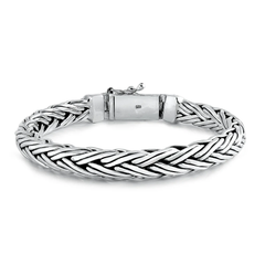 Sterling Silver Oxidized Handmade Thai Weave Bracelet