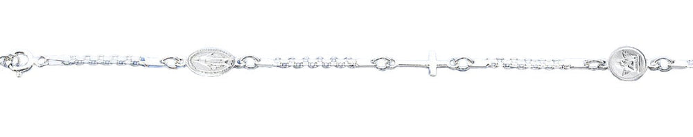 Sterling Silver Polished Miraculous, Cross And Angel Bracelet