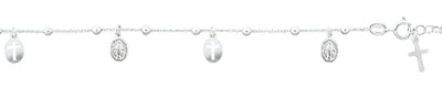 Sterling Silver Polished Mary Miraculous And Crosses Bracelet
