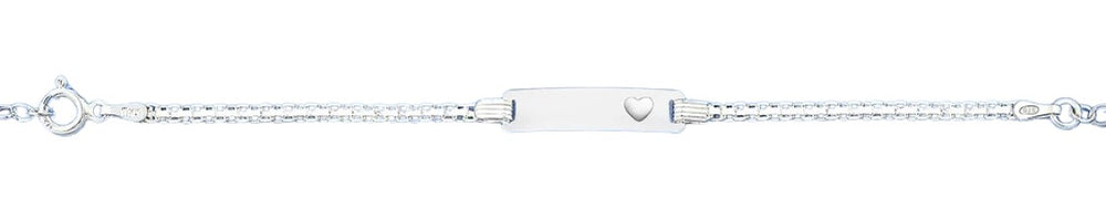 Sterling Silver Polished Heart Childrens ID Bracelet