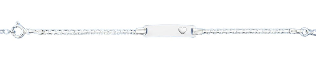 Sterling Silver Polished Heart Childrens ID Bracelet