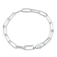 Sterling Silver Polished Paperclip Chain Hook Clasp Bracelet
