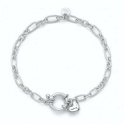 Sterling Silver Polished Heart Bracelet