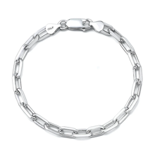 Load image into Gallery viewer, Sterling Silver Polished Beveled Edge Long Link Bracelet