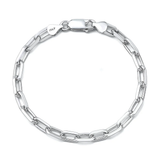 Sterling Silver Polished Beveled Edge Long Link Bracelet