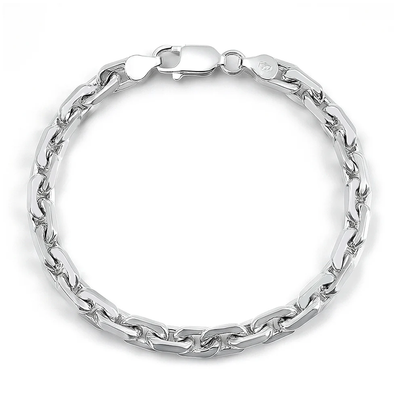 Sterling Silver Polished Thick Anchor Chain Bracelet