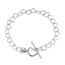 Load image into Gallery viewer, Sterling Silver Polished Heart Toggle Bracelet