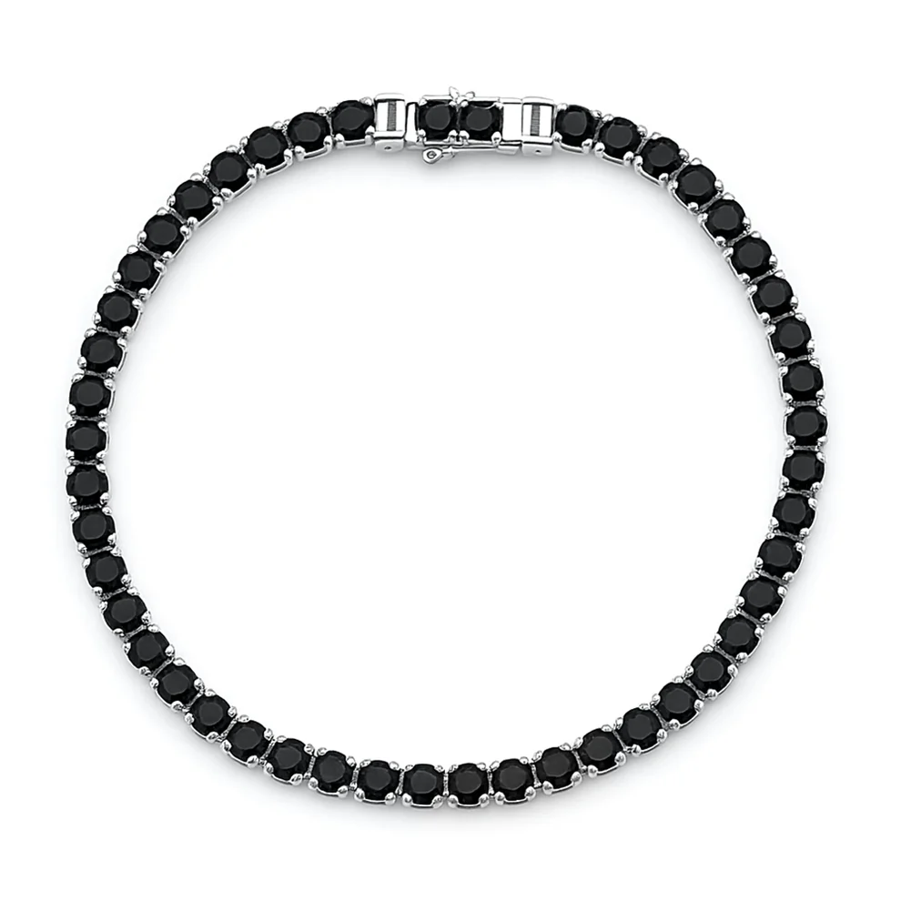 Sterling Silver Polished Black CZ Tennis Bracelet