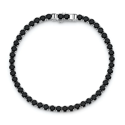 Sterling Silver Polished Black CZ Tennis Bracelet