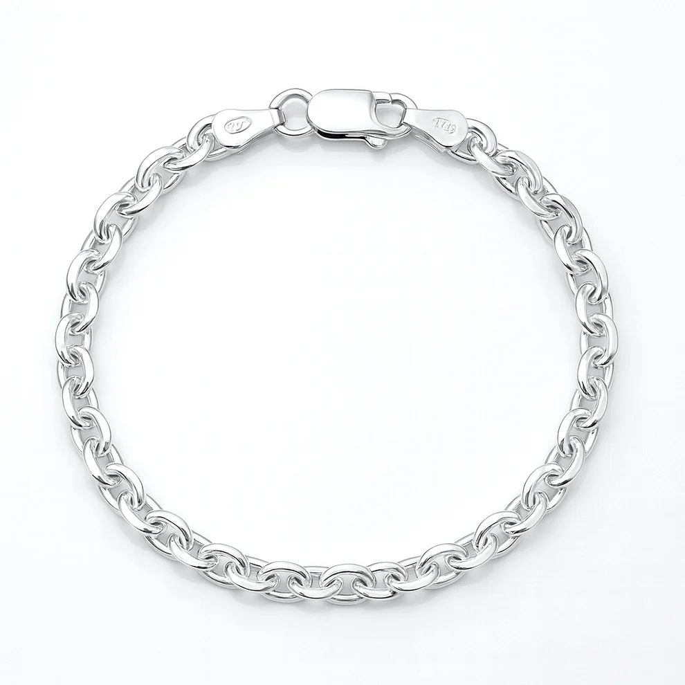 Sterling Silver Polished Faceted Rolo Bracelet