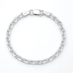Sterling Silver Polished Faceted Rolo Bracelet