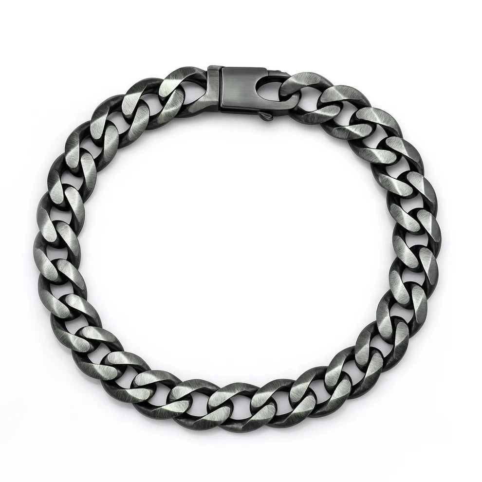 Sterling Silver Gunmetal Curb Chain Bracelet