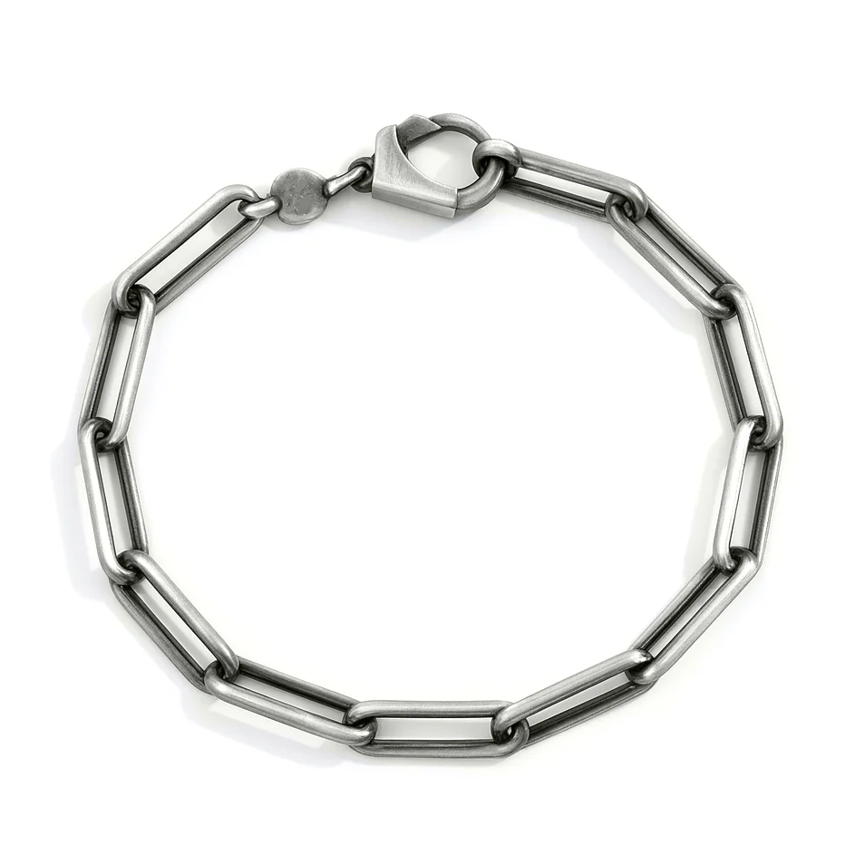Sterling Silver Gunmetal Paperclip Chain Bracelet