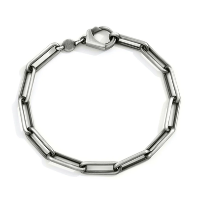 Sterling Silver Gunmetal Paperclip Chain Bracelet