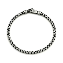 Load image into Gallery viewer, Sterling Silver Gunmetal Round Box Chain Bracelet