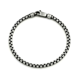 Sterling Silver Gunmetal Round Box Chain Bracelet