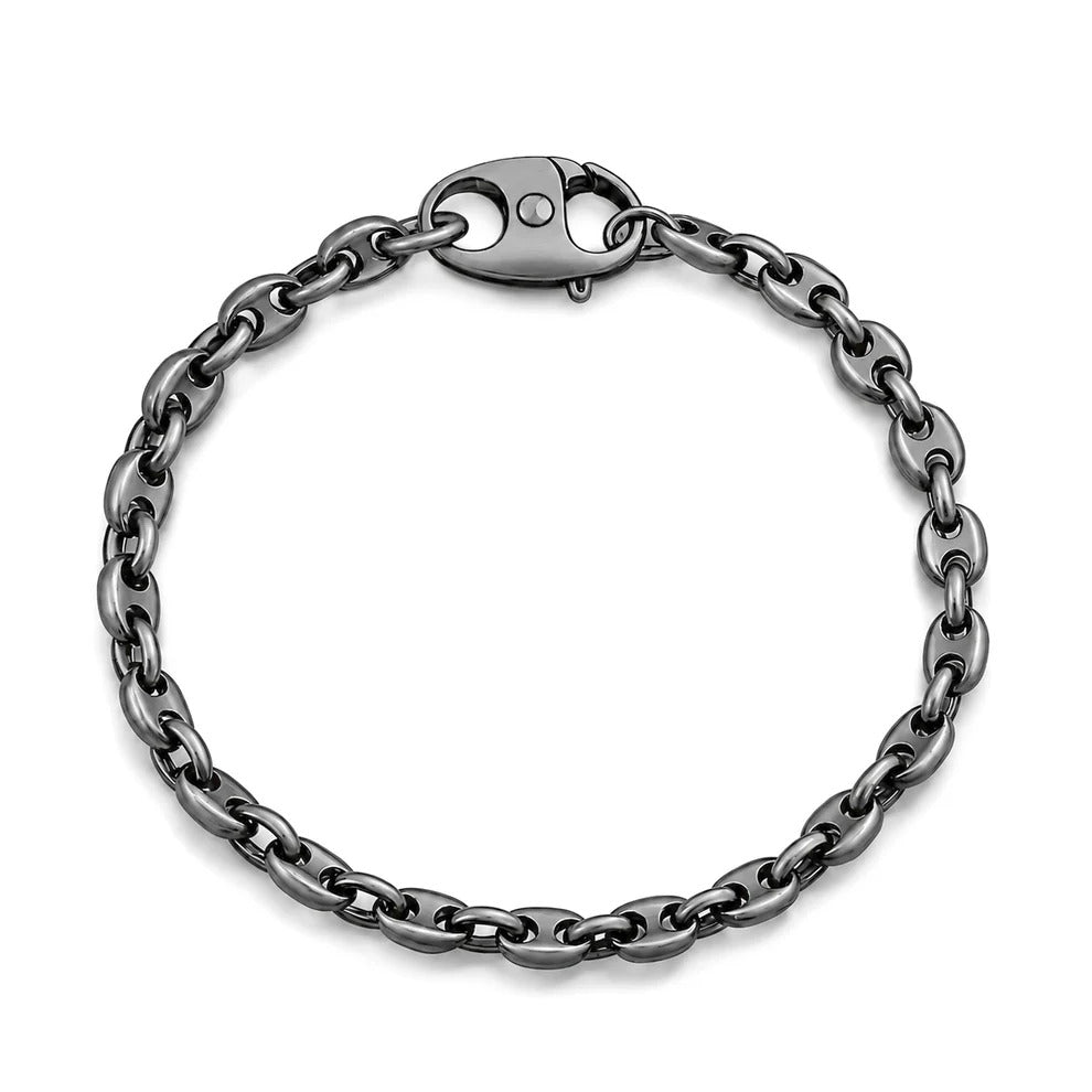 Sterling Silver Gunmetal 050 Mariner Chain Bracelet