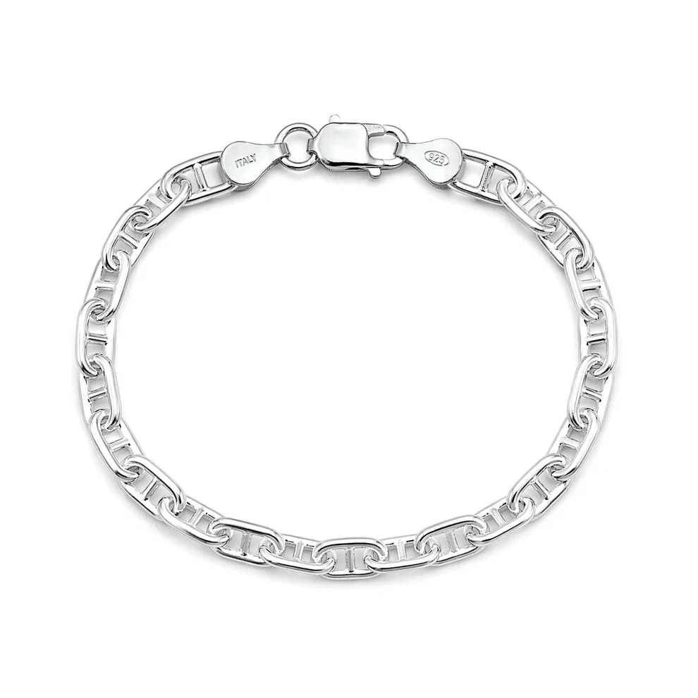 Sterling Silver Polished Mariner Anchor Chain Bracelet