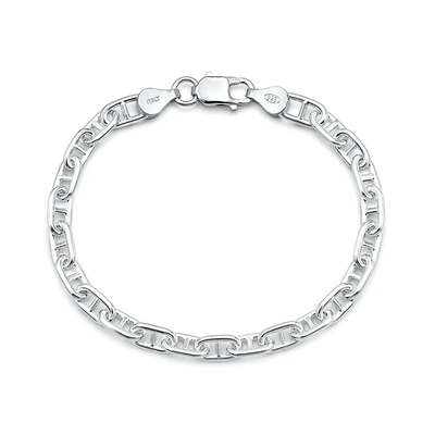 Sterling Silver Polished Mariner Anchor Chain Bracelet