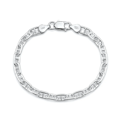 Sterling Silver Polished Mariner Anchor Chain Bracelet