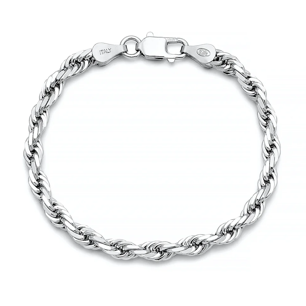 Sterling Silver Polished Rope Bracelet