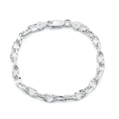 Sterling Silver Polished Oval Chain Bracelet